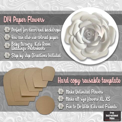 مجموعة قوالب الزهور الورقية - اصنع زهورك الورقية الخاصة - زينة الزهور الورقية - اصنع عددًا غير محدود من الزهور - اصنعها بنفسك - الورد in Kuwait