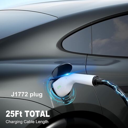 QPQ المستوى 2 شاحن EV 48Amp 240V 25FT كابل EV شواحن للمنزل المستوى 2، شاحن سيارة كهربائي داخلي / خارجي جدار محطات شحن السيارات الكهربائية مع NEMA 14-50 قابس لـ J1772 EVs in Saudi Arabia