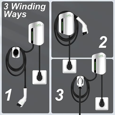 QPQ المستوى 2 شاحن EV 48Amp 240V 25FT كابل EV شواحن للمنزل المستوى 2، شاحن سيارة كهربائي داخلي / خارجي جدار محطات شحن السيارات الكهربائية مع NEMA 14-50 قابس لـ J1772 EVs in Saudi Arabia