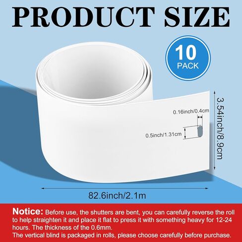 10 Pcs White Vertical Blind Replacement Slats PVC Vertical Blind Slats Replacement Parts with 36Pcs Clear Vertical Blind Repair Tabs and 20 Pcs Vertical Blind Replacement Stems in Kuwait