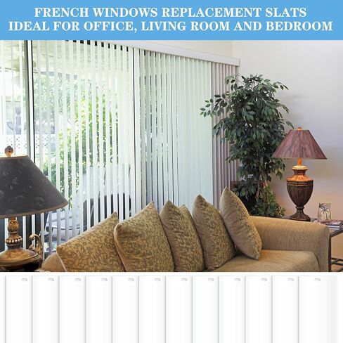 10 Pcs White Vertical Blind Replacement Slats PVC Vertical Blind Slats Replacement Parts with 36Pcs Clear Vertical Blind Repair Tabs and 20 Pcs Vertical Blind Replacement Stems in Kuwait