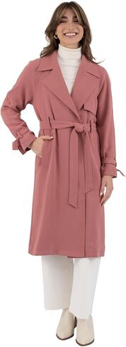 Nine West Women's Notch Collar Crepe Trench with Belt in Saudi Arabia