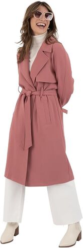 Nine West Women's Notch Collar Crepe Trench with Belt in Saudi Arabia