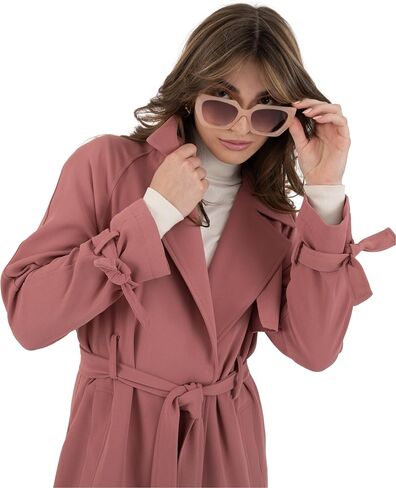 Nine West Women's Notch Collar Crepe Trench with Belt in Saudi Arabia