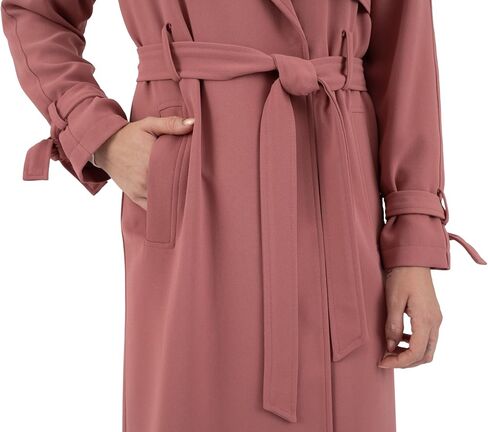Nine West Women's Notch Collar Crepe Trench with Belt in Saudi Arabia