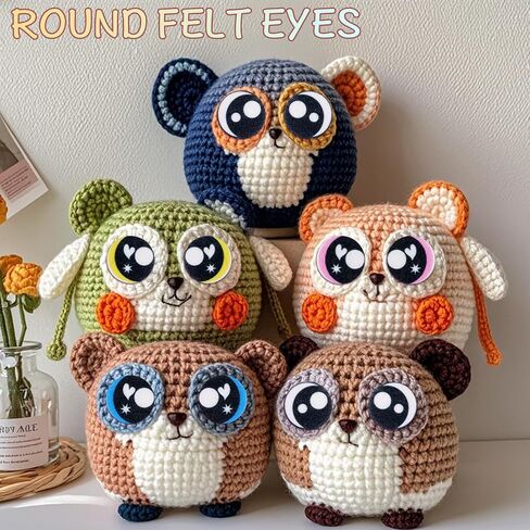 MUCUNNIA 11 زوجًا من العيون الدائرية مقاس 30 مم للأميجورومي مع الرموش، وعيون القلب للحرف اليدوية، وعيون اللباد لحيوانات الكروشيه، وعيون كاواي لدمية أميجورومي تيدي بير الكروشيه لعبة صناعة الحيوانات القطيفة in Kuwait