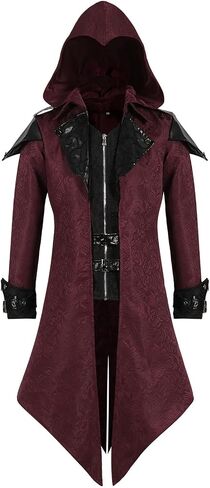 Inmeilifus Men's Medieval Costume Assassins Hoodie Steampunk Jacket Viking Cosplay Tailcoat Renaissance Vintage Halloween in Kuwait