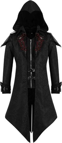 Inmeilifus Men's Medieval Costume Assassins Hoodie Steampunk Jacket Viking Cosplay Tailcoat Renaissance Vintage Halloween in Kuwait