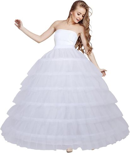 Women 6 Hoop Skirt Tulle Ball Gown Petticoat Crinoline for Bridal Wedding Under Dress, Half Slip Underskirt for Quinceanera Dress Plus Size in Kuwait