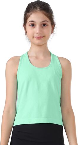 Attifall Grils Ribbed Tank Tops Racerback Seamless Crop Top for Teen Girl Athletic Workout Dance Tanks in Saudi Arabia