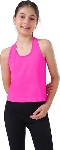 Attifall Grils Ribbed Tank Tops Racerback Seamless Crop Top for Teen Girl Athletic Workout Dance Tanks in Saudi Arabia