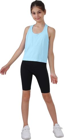 Attifall Grils Ribbed Tank Tops Racerback Seamless Crop Top for Teen Girl Athletic Workout Dance Tanks in Saudi Arabia