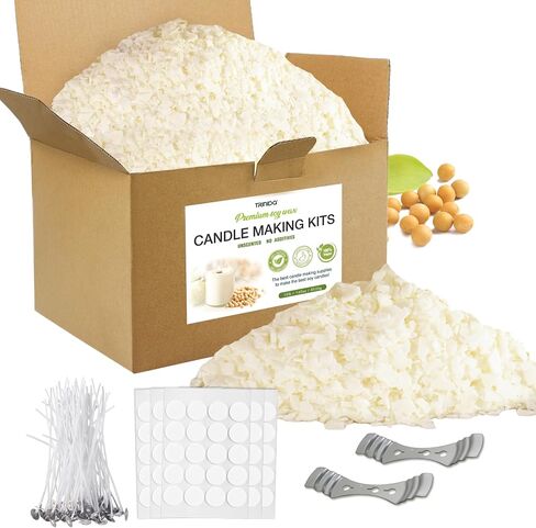 TRINIDa Soy Candle Wax for Candle Making 5 lb Bag, Premium Natural Soy Wax Flakes, 100 Cotton Candle Wicks, 100 Wick Stickers, 2 Centering Devices in Saudi Arabia