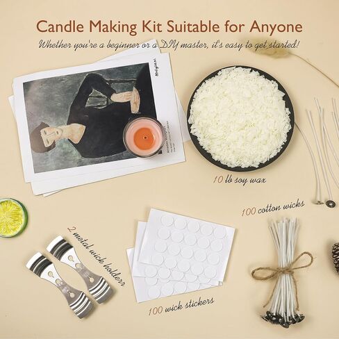 TRINIDa Soy Candle Wax for Candle Making 5 lb Bag, Premium Natural Soy Wax Flakes, 100 Cotton Candle Wicks, 100 Wick Stickers, 2 Centering Devices in Saudi Arabia