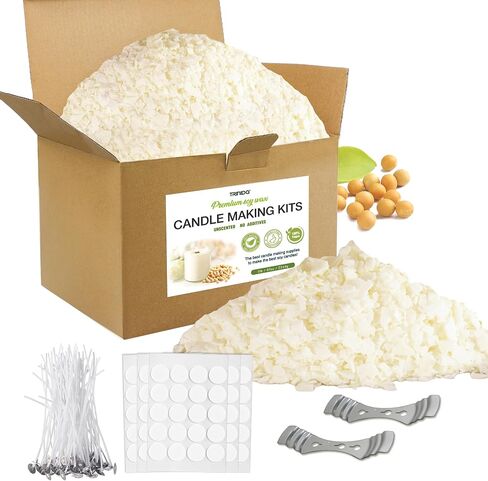 TRINIDa Soy Candle Wax for Candle Making 5 lb Bag, Premium Natural Soy Wax Flakes, 100 Cotton Candle Wicks, 100 Wick Stickers, 2 Centering Devices in Saudi Arabia