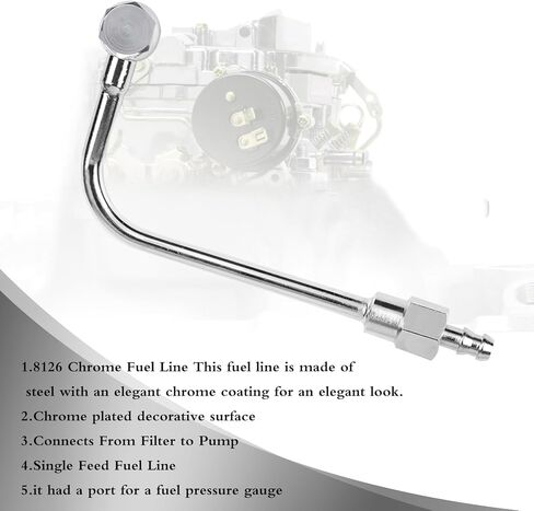 خط وقود كروم 8126 جديد، خط وقود أحادي التغذية، غسالة مع فتحة تهوية، مدخل طرفي شائك 3/8، متوافق مع سلسلة Edelbrock وAVS Thunder بالإضافة إلى Carter AFB in Kuwait