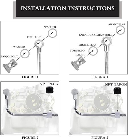 خط وقود كروم 8126 جديد، خط وقود أحادي التغذية، غسالة مع فتحة تهوية، مدخل طرفي شائك 3/8، متوافق مع سلسلة Edelbrock وAVS Thunder بالإضافة إلى Carter AFB in Kuwait