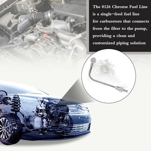 خط وقود كروم 8126 جديد، خط وقود أحادي التغذية، غسالة مع فتحة تهوية، مدخل طرفي شائك 3/8، متوافق مع سلسلة Edelbrock وAVS Thunder بالإضافة إلى Carter AFB in Kuwait