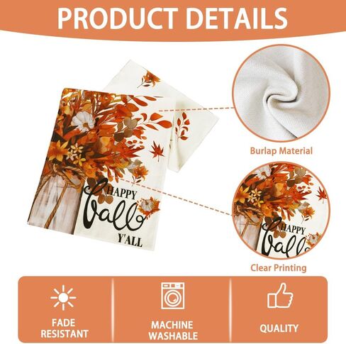 Fall Thanksgiving Table Runner, Maple Leaves Hello Fall Decorative Autumn Harvest Seasonal Holiday Table Runner Decoration for Farmhouse Kitchen Dinning Outdoor Home Party Decor 13x72in in Saudi Arabia