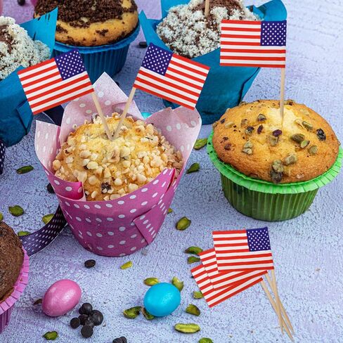 BLUE TOP 50pcs Cupcake Picks Blank Toothpick Flags Cake Toppers Cheese Markers Buffet Labels for Charcuterie Board Food Tags Toothpick Signs for Children's Day Wedding,Birthday Party,Dinner Supplies. in Kuwait