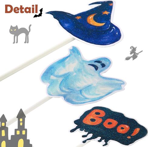 24Pcs Halloween Cupcake Toppers Halloween Party Decoration Boo Sign Ghost Pumpkin Bat Witch Zombie Hand Topper for Halloween Themed Party Supplies in Saudi Arabia