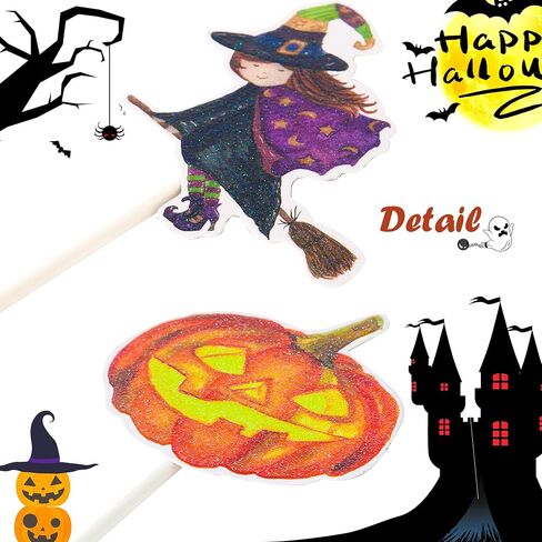 24Pcs Halloween Cupcake Toppers Halloween Party Decoration Boo Sign Ghost Pumpkin Bat Witch Zombie Hand Topper for Halloween Themed Party Supplies in Saudi Arabia