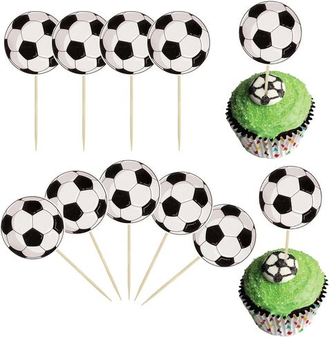 36Pcs Soccer Ball Cupcake Toppers Sports Theme Football Cupcake Food Toothpicks Baby Shower Cake Decorations for Sport Balls Theme Soccer Ball Kids Birthday Party Decorations in Saudi Arabia