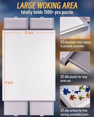 Nicpro 1500PCS Non-Wood Jigsaw Puzzle Board for Adults, Large Size 35 x 26 Inches Work Size Puzzle Table with Drawers and Cover Mat, Lightweight Puzzle Tray for Puzzle Storage in Saudi Arabia