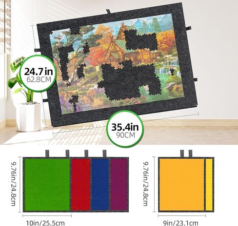 لوحة أحجية الصور المقطوعة القابلة للإمالة من LAVIEVERT مكونة من 1500 قطعة مع حامل وغطاء ألغاز 2 في 1، لوحات ألغاز خفيفة الوزن مع 6 أدراج، مساحة تخزين ألغاز طاولة ألغاز محمولة للبالغين - رمادي داكن in Kuwait