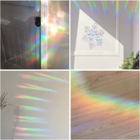 81 قطعة من ملصقات النوافذ على شكل ندفة الثلج لضربات الطيور في عيد الميلاد ملصقات نافذة مضادة للتصادمات غير لاصقة منشورية لعيد الميلاد المجيد ملصقات نافذة من الفينيل بألوان قوس قزح in Kuwait