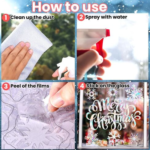 81 قطعة من ملصقات النوافذ على شكل ندفة الثلج لضربات الطيور في عيد الميلاد ملصقات نافذة مضادة للتصادمات غير لاصقة منشورية لعيد الميلاد المجيد ملصقات نافذة من الفينيل بألوان قوس قزح in Kuwait