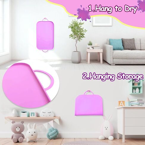 Silicone Painting Station Mat for Kids, Large Silicone Craft Mat with Handle, Silicone Art Mat with Raised Edges for Painting, Jewelry-Making and Crafts Creation, 26x16in, Pink in Saudi Arabia