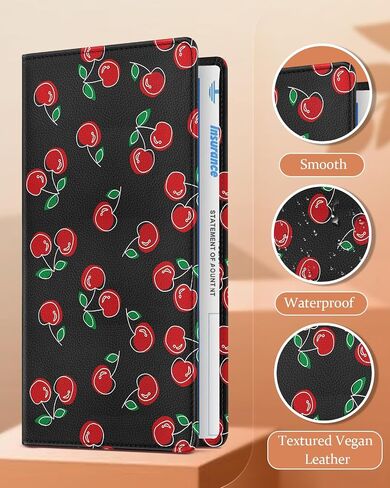 Slohif Car Registration and Insurance Card Holder with Magnetic Shut - Vehicle Glove Box Organizer Women Leather Automobile License Holders Coasters Auto Accessories Case for Document,Strawberry in Kuwait