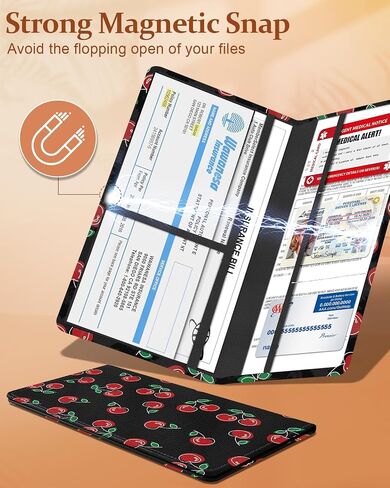 Slohif Car Registration and Insurance Card Holder with Magnetic Shut - Vehicle Glove Box Organizer Women Leather Automobile License Holders Coasters Auto Accessories Case for Document,Strawberry in Kuwait