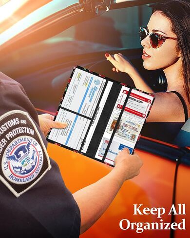 Slohif Car Registration and Insurance Card Holder with Magnetic Shut - Vehicle Glove Box Organizer Women Leather Automobile License Holders Coasters Auto Accessories Case for Document,Strawberry in Kuwait