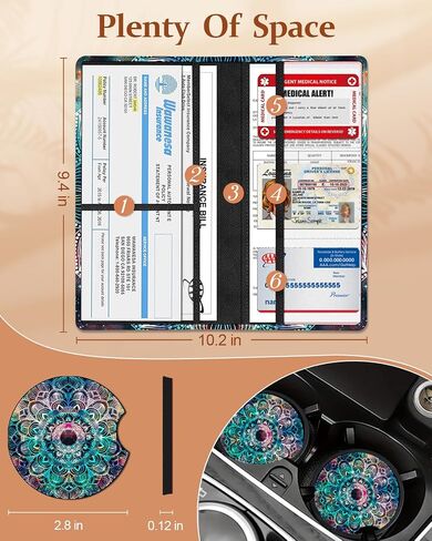 Slohif Car Registration and Insurance Card Holder with Magnetic Shut - Vehicle Glove Box Organizer Women Leather Automobile License Holders Coasters Auto Accessories Case for Document,Strawberry in Kuwait