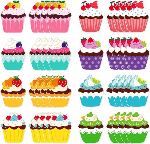 EMOME 40 PCS Birthday Bulletin Board Decorations Cutouts, Colorful Preschool Classroom Decorations, DIY Crafts Name Tags for Kids Teacher Student Back to School Supplies Decorations (Cupcake) in Kuwait