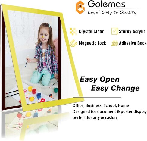 8.5" x 11" Magnetic Acrylic Sign Holder, Kids Artwork Frames Changeable for Wall, Easy Front Opening and Self Adhesive for Picture Display (Green, 3Pack) in Saudi Arabia
