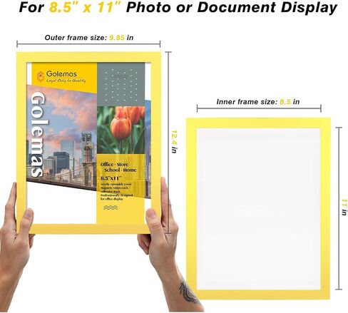 8.5" x 11" Magnetic Acrylic Sign Holder, Kids Artwork Frames Changeable for Wall, Easy Front Opening and Self Adhesive for Picture Display (Green, 3Pack) in Saudi Arabia