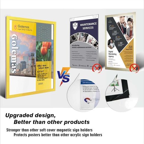 8.5" x 11" Magnetic Acrylic Sign Holder, Kids Artwork Frames Changeable for Wall, Easy Front Opening and Self Adhesive for Picture Display (Green, 3Pack) in Saudi Arabia