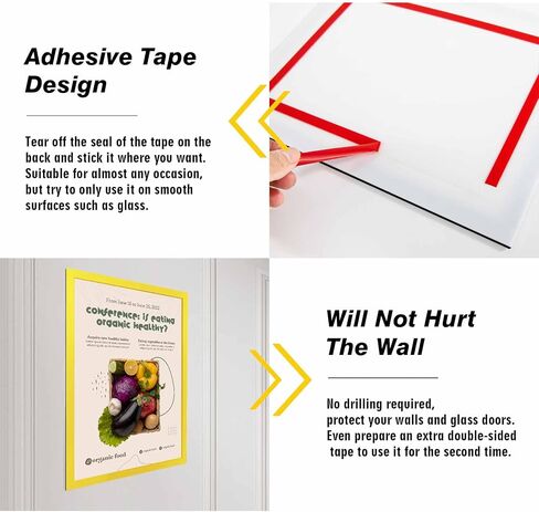 8.5" x 11" Magnetic Acrylic Sign Holder, Kids Artwork Frames Changeable for Wall, Easy Front Opening and Self Adhesive for Picture Display (Green, 3Pack) in Saudi Arabia