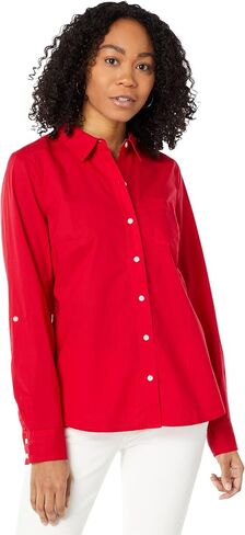 Tommy Hilfiger Women's Solid Button Collared Shirt With Adjustable Sleeves in Saudi Arabia