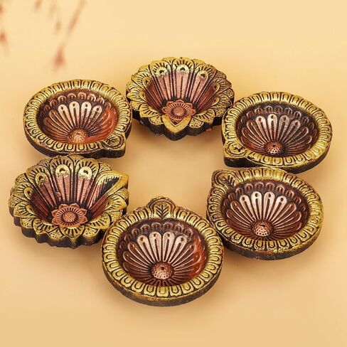 Diwali Diya Clay Diya - Diwali Decorations for Home ( Pack of 6 ) Diwali Decor Clay Diyas for Puja Diwali Return Gifts - Handmade Terracotta Diya with Cotton Wicks Hashcart® in Saudi Arabia