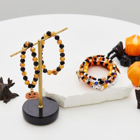 Halloween Bracelets Set for Women Men Halloween Stackable Handmade Bat Pumpkin Spider Skull Ghost Evil Eyes Decorations Artificial Crystal Soft Ceramic Layered Elastic Bracelet Jewelry Gifts in Saudi Arabia