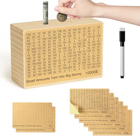 Bemaystar Money-Savings-Box:Cash Savings Box with $10000 $5000 $4000 $3000 $2000 $1000 $800 $500 Challenge Target, Piggy-Bank for Adults Kids in Saudi Arabia