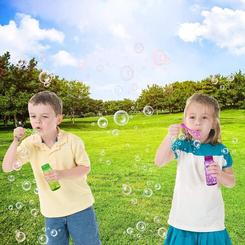 عبوة من 36 زجاجة فقاعات من BubblePlay - فقاعات بحجم 118 مل للأطفال، منفاخ عصا فقاعات بخمسة فتحات، محلول فقاعات مع عصا - لعبة صيفية خارجية، هدايا ممتعة لحفلات أعياد الميلاد in Saudi Arabia
