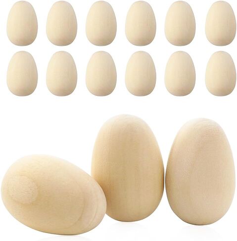 TCOTBE 15 قطعة من زخارف بيض عيد الفصح الخشبية الناعمة لعيد الفصح الخشبية غير المكتملة، حشو سلة بيض عيد الفصح الخشبية لتزيين الحرف اليدوية والصباغة in Kuwait