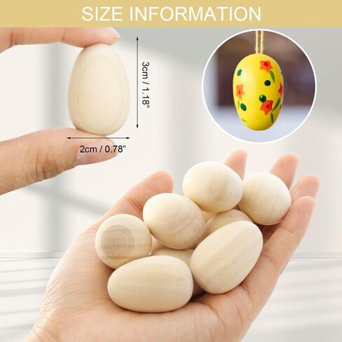 TCOTBE 15 قطعة من زخارف بيض عيد الفصح الخشبية الناعمة لعيد الفصح الخشبية غير المكتملة، حشو سلة بيض عيد الفصح الخشبية لتزيين الحرف اليدوية والصباغة in Kuwait