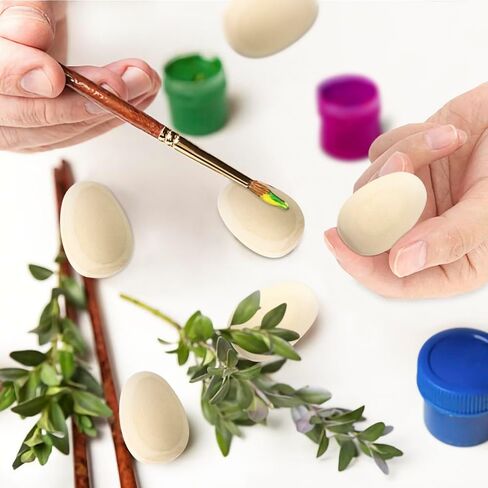 TCOTBE 15 قطعة من زخارف بيض عيد الفصح الخشبية الناعمة لعيد الفصح الخشبية غير المكتملة، حشو سلة بيض عيد الفصح الخشبية لتزيين الحرف اليدوية والصباغة in Kuwait