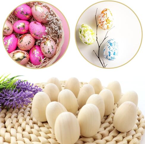 TCOTBE 15 قطعة من زخارف بيض عيد الفصح الخشبية الناعمة لعيد الفصح الخشبية غير المكتملة، حشو سلة بيض عيد الفصح الخشبية لتزيين الحرف اليدوية والصباغة in Kuwait